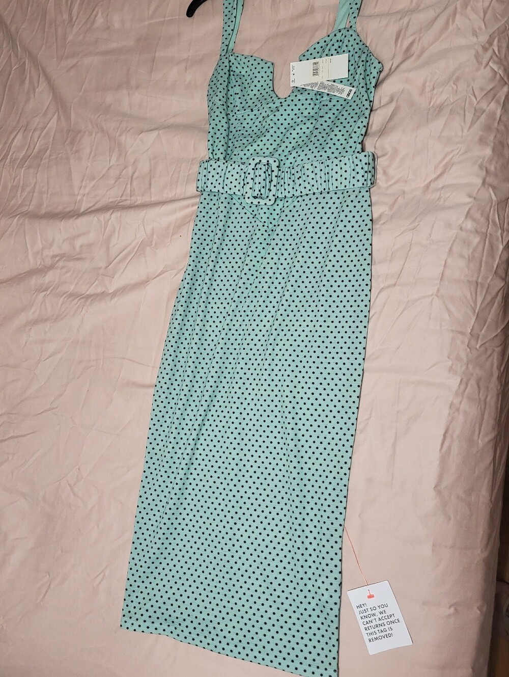 ASOS DESIGN Mint Polka Dot Belted Midi Dress NWT Size 4